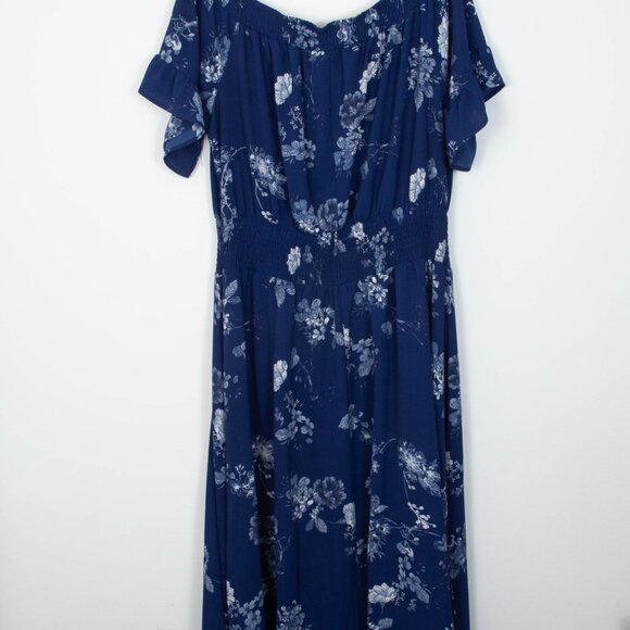 City Chic Womens Floral Off The Shoulder Smocked Maxi Dress Size S/16 Boho - Picture 8 of 10